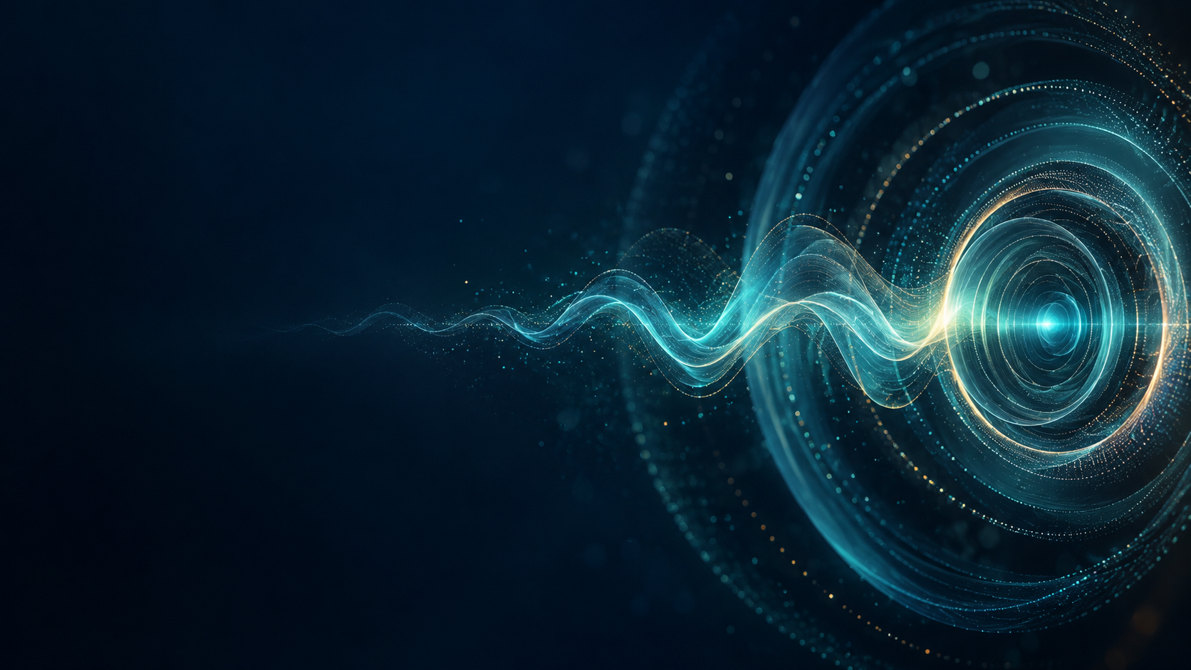 Abstract teal sound waves forming concentric resonance rings